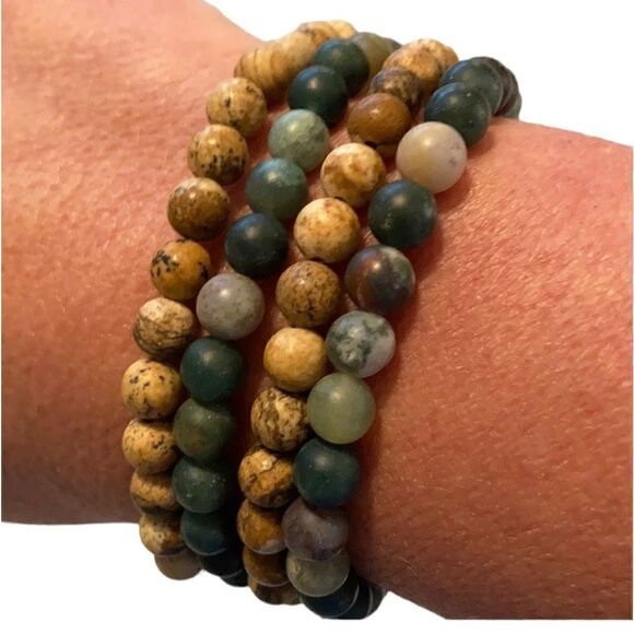 Multi Natural Matte Stone Bracelets - Picture 4 of 7